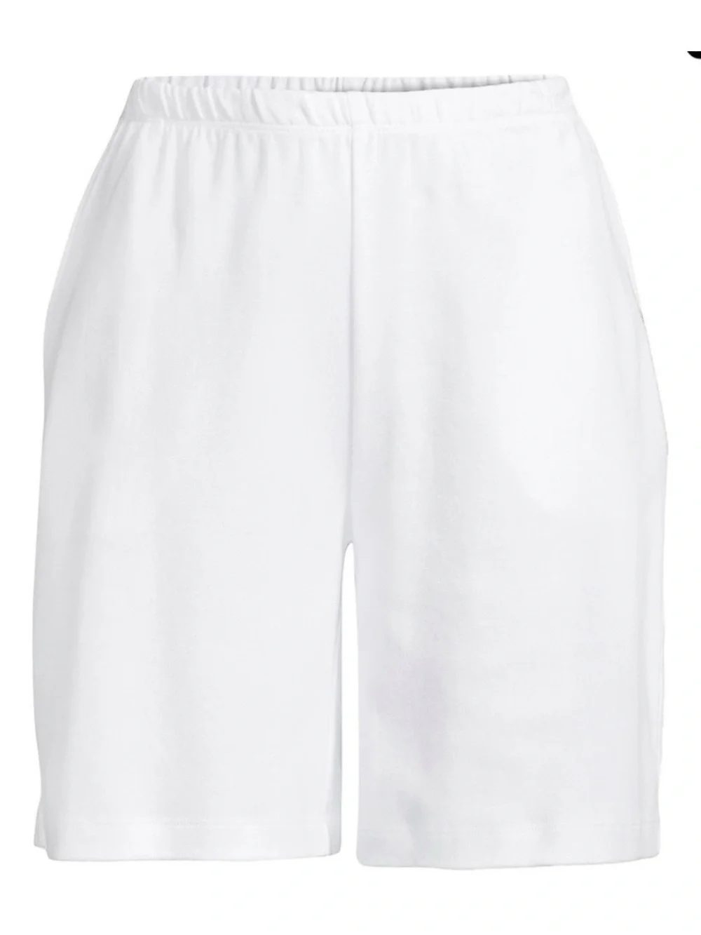 NWT Lands End Womens White Stretch Cotton Knit Comfort Pocket Shorts